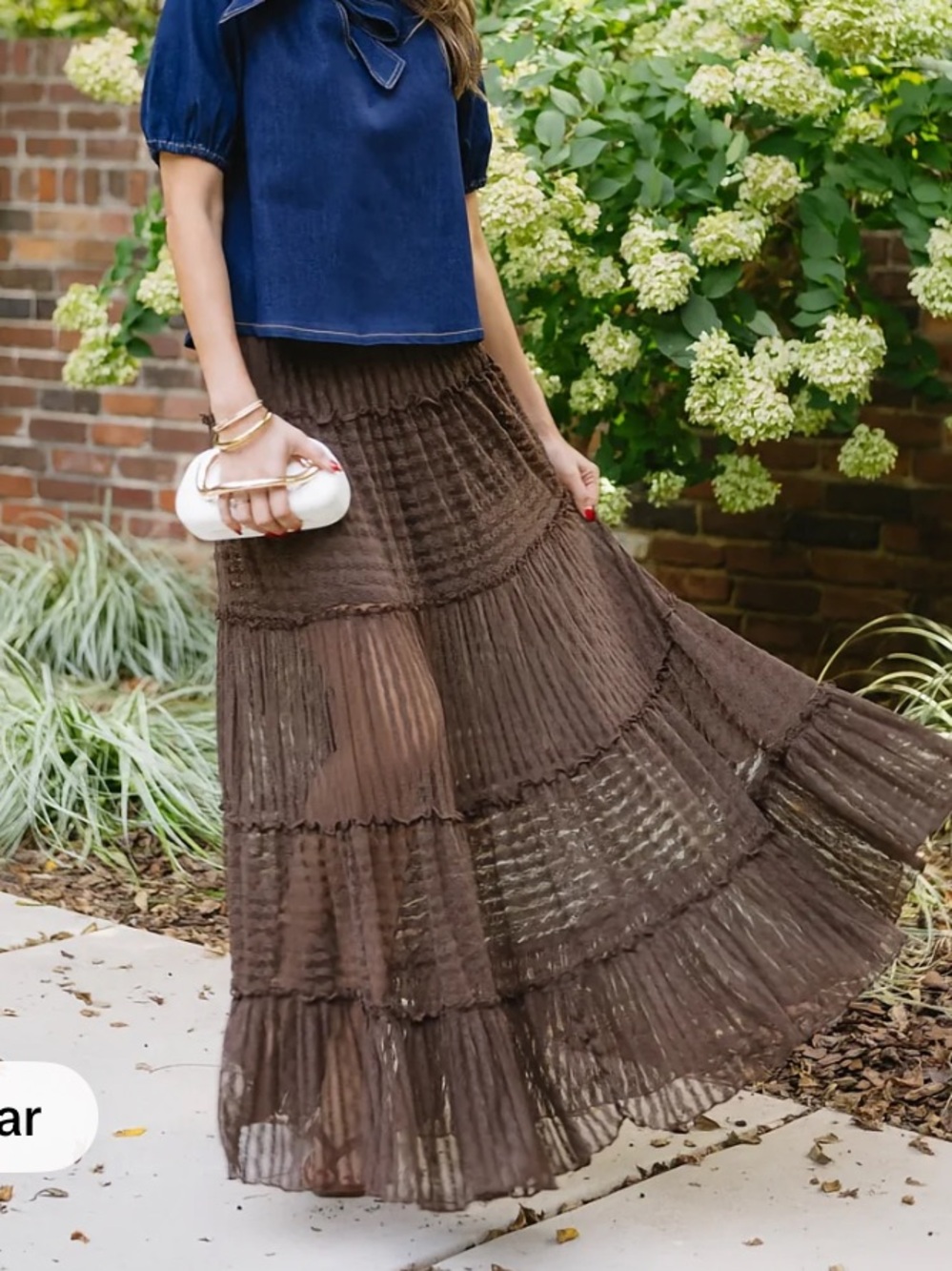 Women's Brown Tiered Maxi Skirt - Flowy Bohemian Style